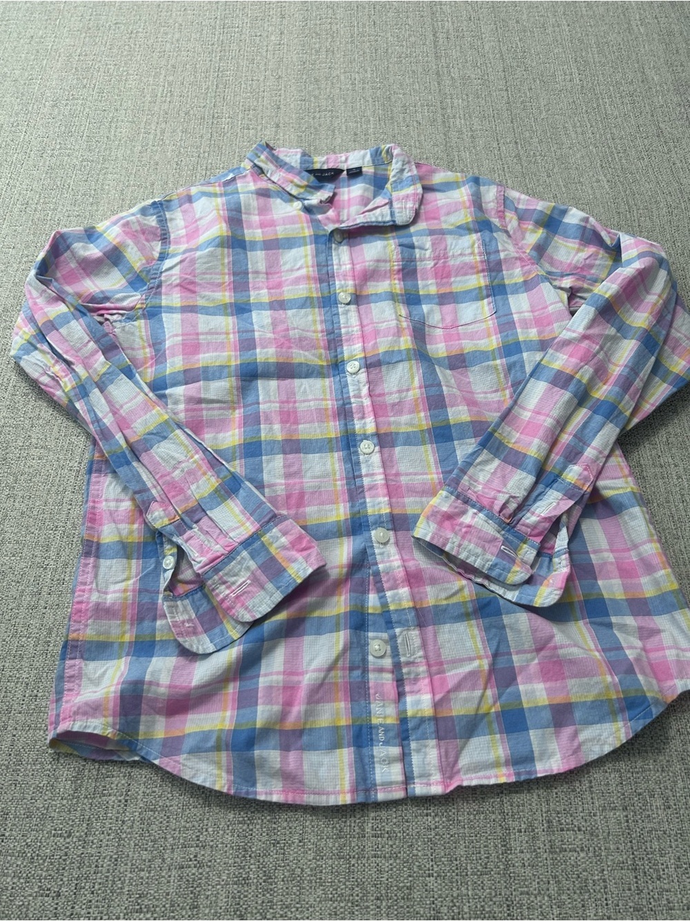Janie and Jack Pastel Plaid Button-Down Shirt - 100% Cotton Size 14 Youth